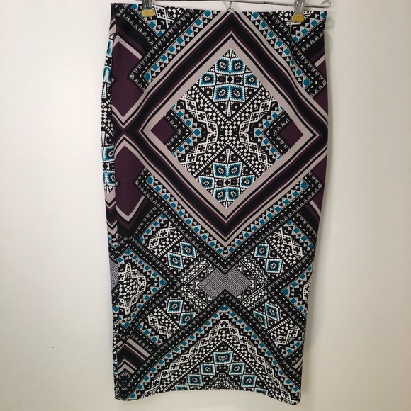 Tribal purple and blue pencil skirt - Picture 5 of 5